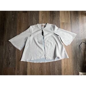 Jayley Collection Faux Suede Jacket Womens One Size Light Blue New Bell Sleeve